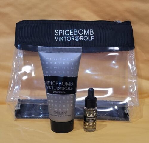 VIKTOR & ROLF SPICEBOMB M 3PCSET 1.7 SHAVING CREAM / 5ML SHAVING OIL / TOILETRY BAG