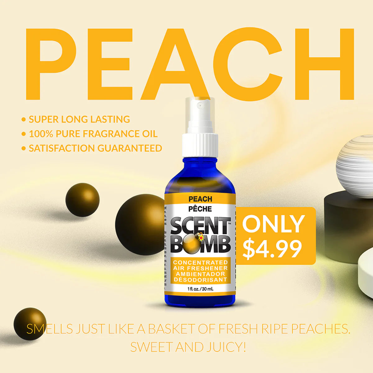Scent Bomb Air Freshener Peach 1oz Spray