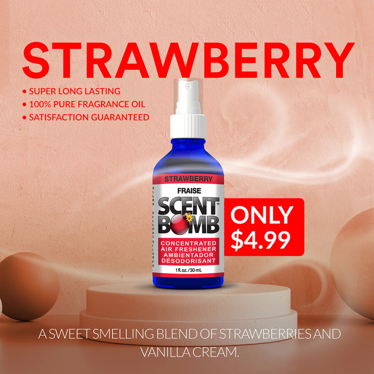 Scent Bomb Air Freshener Strawberry 1oz Spray